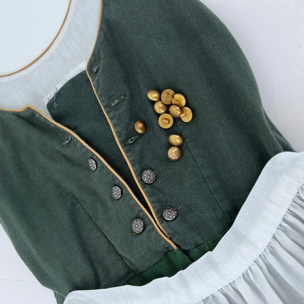 Vintage Linnartz Dirndl Dress Girls Embroidered Traditional Oktoberfest